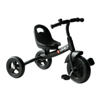 HOMCOM Triciclo para Niños más de 18 meses con Timbre Guardabarros Rueda de Seguridad 79x50,5x58 cm Negro(m-10)