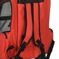 PawHut Pet Travel Backpack Bag Cat Puppy Dog Carrier w/ Trolley and Telescopic Handle Portable Stroller Wheel Luggage Bag (Red)(m-8)
