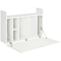 HOMCOM Wandklapptisch mit Regalen, 77 cm x 20 cm x 51 cm, Weiß(m-1)