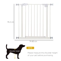 PawHut Adjustable Pressure Fit Safety Gate, Pet Dog Barrier for for Doorways, Staircases, Hallways with Auto Close, Double Locking, Opening 74-80cm(m-3)