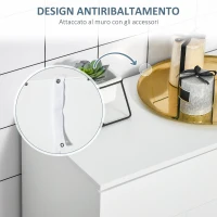 kleankin Mobile Bagno Moderno con 2 Ante, 2 Ripiani Regolabili e Maniglie Argentate, 60x30x80 cm, Bianco(m-7)