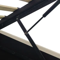 Double Upholstered Bed Frame with Hydraulic Storage, LED Headboard with USB and Type-C Charging Ports, 214L x 150W x 110H cm, Beige(m-10)