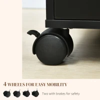 HOMCOM 5 Drawer Mobile Filing Cabinet, Vertical File Cabinet, Modern Rolling Office Storage Organizer Cupboard, Black(m-5)