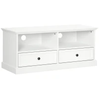 HOMCOM Modern TV Unit Cabinet for TVs up to 45 Inches, TV Stand with Drawers, Open Shelves, Cable Holes for Living Room, White(m-10)