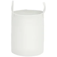 HOMCOM Coș pentru Rufe de 36L, Portabil și Pliabil cu Mânere, Coș de Rufe din Bumbac Natural, Ø38x45 cm, Alb Crem(m-1)