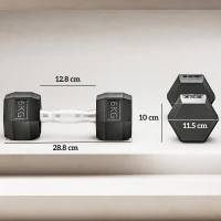 HOMCOM hexagon dumbbells set van 2 gietijzeren dumbbells handvat gekartelde dumbbell set dumbbell set gewichten metaal rubber zwart 2 x 6 KG(m-3)