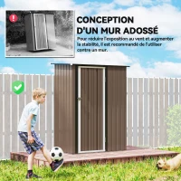 Outsunny Abri de jardin 1,2 m² - remise pour outils - cabanon porte verrouillable - tôle d'acier marron(m-6)
