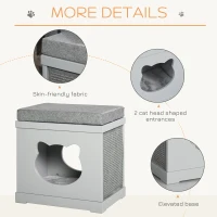 PawHut Cat House Bed Kitten Cave Cube Indoor for Small Pet with Removable Sisal Scratching Pads Soft Cushions, 41x30x36 cm, Grey(m-7)
