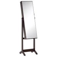 HOMCOM Armoire à Bijoux avec Miroir à Pied Multi-Rangement Inclinaison réglable Serrure dim. 46L x 36,5l x 151,5H cm Marron(m-10)