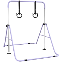 HOMCOM Barre de gymnastique para niños, barra horizontal plegable con altura ajustable y anillos de gimnasia, violeta