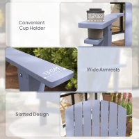 Outsunny Adirondack tuinstoel ligbank voor buiten tuinmeubel balkonstoel massief hout grijs(m-8)