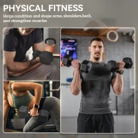 HOMCOM hexagon dumbbells set van 2 gietijzeren dumbbells handvat gekartelde dumbbell set dumbbell set gewichten metaal rubber zwart 2 x 6 KG(m-8)