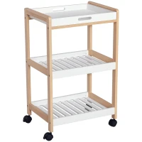 HOMCOM 3-Tier Mobile Kitchen Trolley Cart Storage Shelves Rack Rolling Wheels White 46 x 35 x 74.5 cm(m-10)