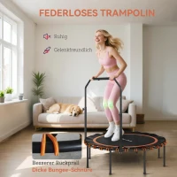 SPORTNOW Fitness-Trampolin met verstelbare handgreep, Sport-Trampolin voor binnen en buiten, Staal, Kunststof, Oranje(m-5)
