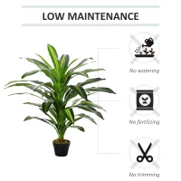 Outsunny 110cm/3.6FT Artificial Dracaena Tree Decorative Plant 40 Leaves with Nursery Pot, Fake Tropical Tree for Indoor Outdoor Décor(m-6)