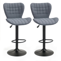 HOMCOM Tabourets Bar 2pcs Pivotant Velours Gris