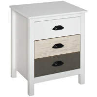 HOMCOM Mesa de Cabeceira Moderna Mesa de Cabeceira com 3 Gavetas Mesa de Cabeceira para Dormitório 50x38x65 cm Branco(m-10)