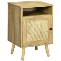 HOMCOM Mesita de Noche con Puerta de Rejilla Mesita Auxiliar para Dormitorio Salón Cama 39x35x60 cm Madera Natural