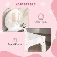 AIYAPLAY Kids Dressing Table Set Kids Make up Table with Stool and Mirror, Storage Drawers, Gift for Aged 3-8(m-6)