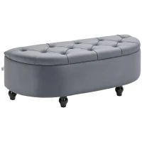 HOMCOM Velvet-Feel Half Circle Storage Ottoman - Dark Grey(m-10)