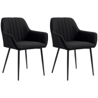 HOMCOM Chaises de Salle à Manger Chaises de Visiteur Design scandinave - Lot de 2 chaises - Pieds effilés métal Noir