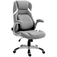 Vinsetto Linen-Look Office Chair, with Adjustable Height and Tension - Grey(m-10)