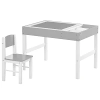 HOMCOM Kids Table and Chair Set, with Storage Space - Grey(m-10)