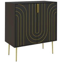 HOMCOM Art Deco Inspired Sideboard, with Adjustable Shelf - Black/Gold Tone(m-1)