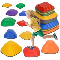 AIYAPLAY Balance Stepping Stones for Kids, 11PCs Non-Slip Stackable River Stones, Obstacle Courses for Balance & Motor Skills(m-10)