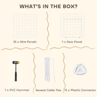 PawHut DIY 36 Panel Pet Playpen Metal Wire Fence for Chinchilla, Hedgehog, Bunny, Indoor, Outdoor Use, White(m-6)