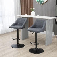 HOMCOM Adjustable Barstools Set of 2, Swivel Kitchen Chairs, Bar Stools with Tufted Back, Footrests for Counter and Dining Room(m-2)