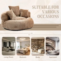 High Back Bean Bag Chair with Memory Foam Filling, High Back Design with Three Pillows, 108L x 108W x 52H cm, Brown(m-8)