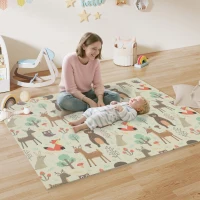 AIYAPLAY Tapis de Jeu Bébé Rembourré Pliable Réversible 196x176x1,5 cm Double Face Imperméable Multicolore(m-2)