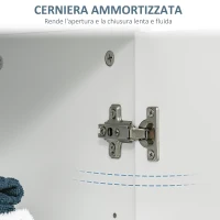 kleankin Mobile Bagno Moderno con 2 Ante, 2 Ripiani Regolabili e Maniglie Argentate, 60x30x80 cm, Bianco(m-8)