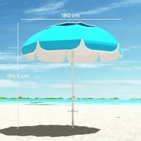 Outsunny Beach Umbrella Portable with Sand Anchor, Carry Bag, Adjustable Height & Tilt, UPF50+ UV Protection, Blue(m-3)