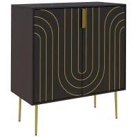 HOMCOM Art Deco Inspired Sideboard, with Adjustable Shelf - Black/Gold Tone(m-10)
