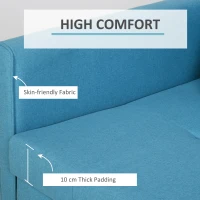 HOMCOM Slaapbank, 2-zitsbank, met verborgen opbergruimte, Pollycotton, Lichtblauw, 152 x 101 x 81cm(m-6)