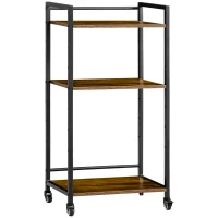 HOMCOM Chariot de Service étagère sur roulettes Support d'imprimante Mobile avec 3 étagères en Bois et métal - dim. 50L x 35l x 100,5H cm(m-1)