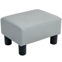 HOMCOM PU Leather Footstool with 4 Plastic Legs, Grey(m-10)