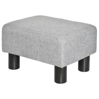 HOMCOM Footstool, Linen Upholstered Footrest, Small Ottoman Foot Rest with Wooden Frame for Living Room, 40 x 30 x 24cm, Grey(m-11)