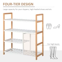 HOMCOM 4 Tier Shoe Racks, Narrow Shoe Shelf with Wooden Frame, Storage Stand Organizer for Hallway, 78 x 68 x 26 cm, Natural(m-4)