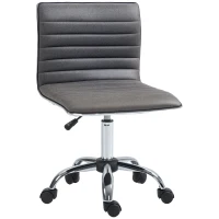 HOMCOM Armless Task Desk Chair, Swivel Office Chair with Microfibre Cloth, Adjustable Seat Height, Chrome Base, Wheels for Home, Grey(m-10)