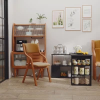 HOMCOM Escritorio en L con Estantería Mesa de Escritorio con Estantes para Oficina Estudio 120x110x74,5 cm Negro(m-7)