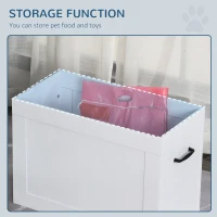 PawHut Raised Dog Bowls, with Storage, Two Stainless Steel Bowls, Elevated Base - White(m-8)