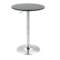 HOMCOM Round Height Adjustable Bar Table Counter Pub Desk with Metal Base for Home Bar, Dining Room, Kitchen, Black(m-1)