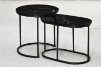 HOMCOM Marble-Effect Nest of Tables - Black/White