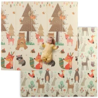 AIYAPLAY Tapis de Jeu Bébé Rembourré Pliable Réversible 196x176x1,5 cm Double Face Imperméable Multicolore(m-6)