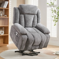 Electric Power Lift Recliner Chair with Massage and Heat, USB Ports and Storage Pocket, Easy Assembly and Support, 95L x 94W x 107H cm, Grey