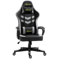 Vinsetto Gaming Chair, Computer Desk Chair with Lumbar Support, Faux Leather Racing Chair with Headrest and Swivel Wheels for Home Office, Black Grey(m-10)
