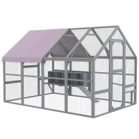 PawHut Pollaio recinto per galline, accessibile, resistente alle intemperie, 280 x 185,5 x 188 cm, Grigio(m-1)